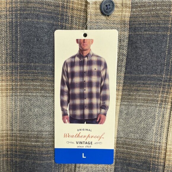 NEW Weatherproof Vintage Men's L Plaid Long Sleeve Button-Down Flannel Shirt - Picture 8 of 9